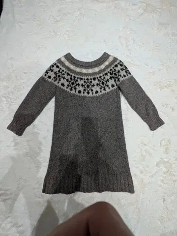 새상품급 노르딕 무늬 울 혼방 긴팔 원피스