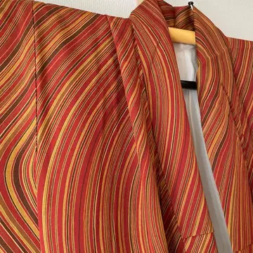 코몬 순수 실크 요로케지마 적갈색