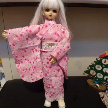 MSD, SDM 벚꽃 패턴 핑크 기모노 드레스 인형 의류