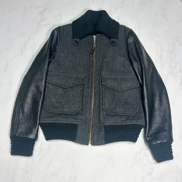 RNA 천연 가죽 소매 바시티 자켓 돈키 점퍼 그레이 M 가죽 절개