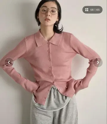 THE YOn 리브 니트 폴로 가디건