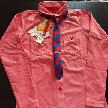 핑크 긴팔 셔츠 넥타이 포함