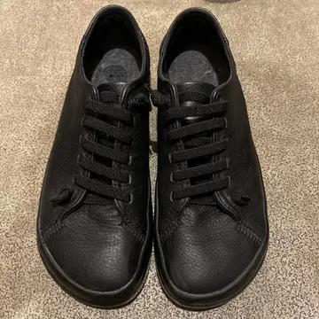 25.5cm 무인양품 무지 라보 가죽 로우컷 스니커즈 블랙