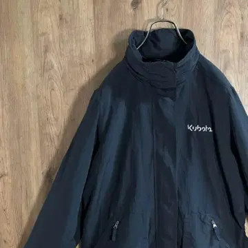 KUBOTA 랜드스엔드 자켓 풀 집업 기업 로고 자수 블랙 L11