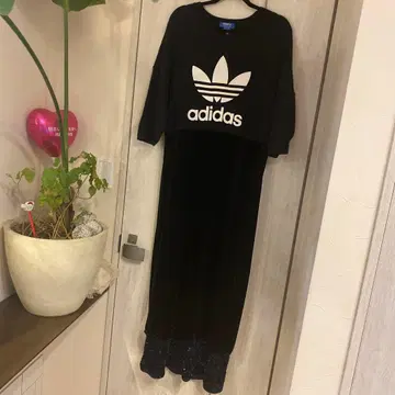 리메이크 adidas 티셔츠 원피스 블랙