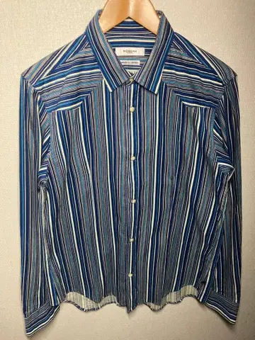 [ 미사용 ] MORGAN HOMME 스트라이프 셔츠 코듀로이 블루 L