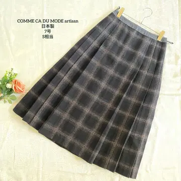 일본제 COMME CA DU MODE 울 체크 플레어 스커트 7호