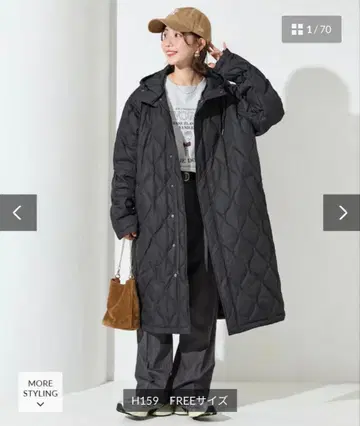 별주 퀼트 후드 롱다운