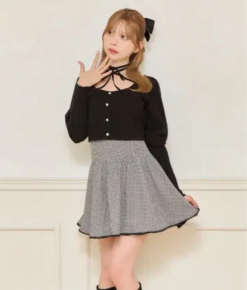 apres jour 퍼프 슬리브 숏 니트