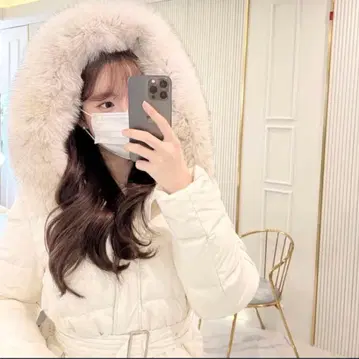 qung 볼륨 퍼 숏 다운 코트