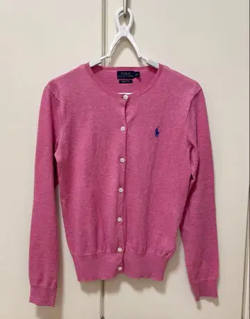 폴로 랄프 로렌 피마 코튼 핑크 가디건