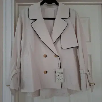 예카베카 파이핑 숏 트렌치코트 더블 브레스트 자켓