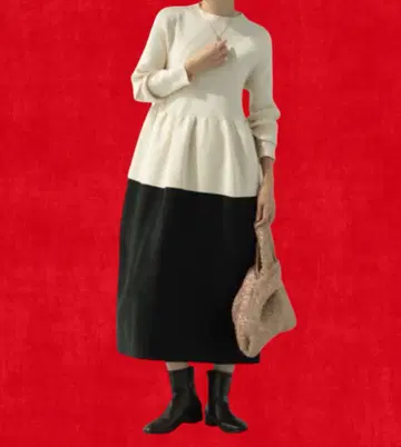 새상품 OPAQUE.CLIP 블로킹 니트 원피스