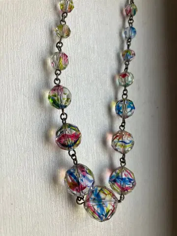 vintage 패싯 컷 크리스탈 비즈 목걸이