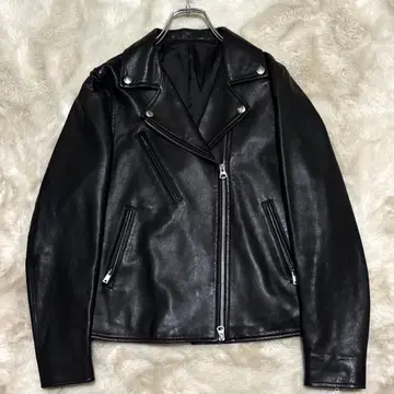 컨디션 최상 L 백넘버 더블 라이더 자켓 양가죽 블랙 램 가죽