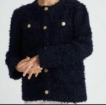 트위드 가디건 네이비