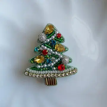 x'mas tree 브로치 크리스마스 트리 비즈 자수