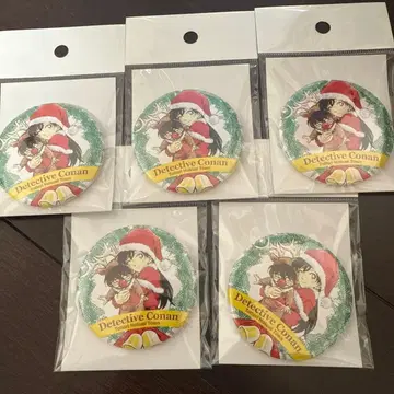 돗토리 한정 유미란(모리 란) 코난 크리스마스 캔뱃지 5개 세트