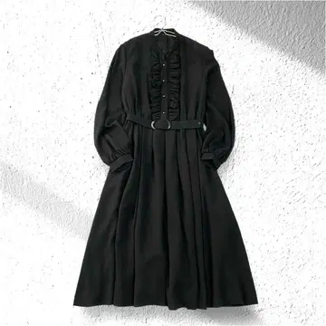 포멀 롱 원피스 가슴 프릴 벨트 포함 안감 있음 긴팔 일본제 11