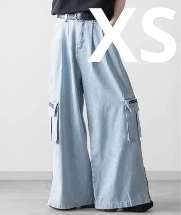 모드 기믹 와이드 카고 팬츠 데님