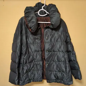 타마무시색 후드 부착 다운 자켓