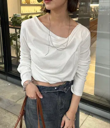 [ mystic ] [ 대인기 시리즈/8색 전개 ] 오프숄더 롱 T셔츠