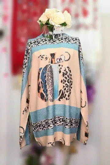 새상품 추가 OFF 루즈핏 개성파 호박 패턴 니트탑 9108