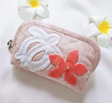 작지만 귀여운 호누와 플루메리아 파우치 하와이안 퀼트 캐시 나카지마