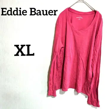 Eddie Bauer [ XL ] 핑크 V넥 긴팔 T셔츠