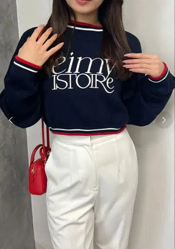 EIMY ISTOIRE 로고 숏 풀오버 네이비