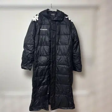 Kappa 후드 부착 블랙 다운 자켓 벤치 코트