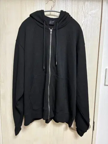 오버사이즈 와플 풀 지퍼 후디 블랙 XL 사이즈