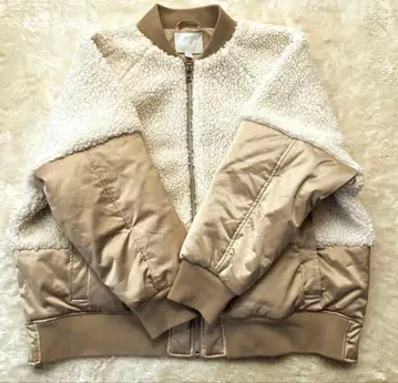 H&M 테디 플라이트 재킷 MA-1 베이지 크림