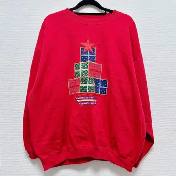 127 레트로 귀여운 구제 의류 크리스마스 트레이닝복 빨간색 레드 귀여운