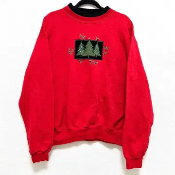 143 크리스마스 트리 빨간색 레드 구제 의류 트레이닝복 레이어드 스타일