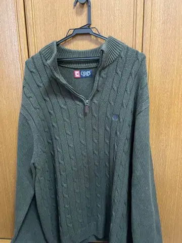 Chaps 집업 케이블 니트 스웨터 올리브 그린