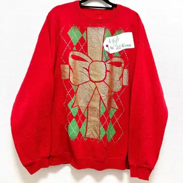 184 리본 레드 크리스마스 빨간색 구제 의류 트레이닝복 빅 패턴