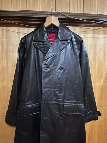 블랙 가죽 자켓 더블 브레스트 S