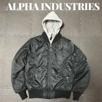 레어 ALPHA INDUSTRIES 알파 ma-1 후드 부착 블랙