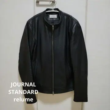 relume 블랙 가죽 싱글 라이더 자켓