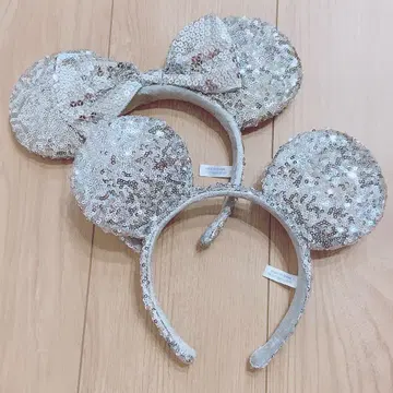 디즈니 머리띠 스팽글 실버 세트