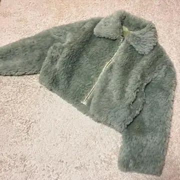 FURFUR 보아 숏 블루종 그린 프리 루즈핏 보아 자켓