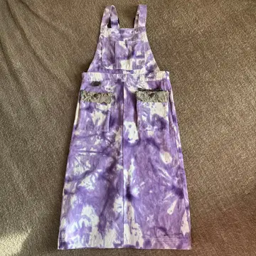 티티카카 보라색과 화이트 타이 다이 패턴 오버롤 프리 사이즈