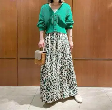 새상품급 맥피 레오파드 개더 플레어 롱 스커트 투모로우랜드