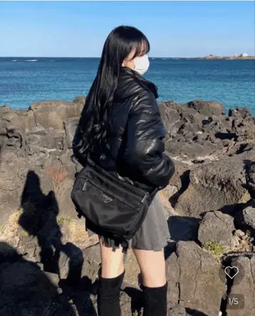 가죽 다운 자켓 블랙