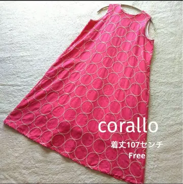 [ corallo ] 린넨 핑크 도트 자수 슬리브리스 원피스 올 패턴