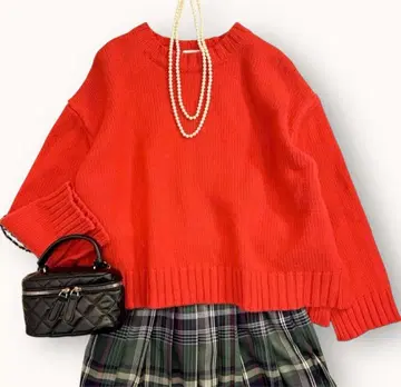 울 100% BY 유나이티드 애로우즈 M 크루넥 니트 오렌지