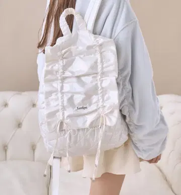 [ Lovilyn ] 개더 리본 백팩(백팩) 화이트