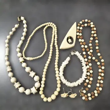 아이보리 컬러 액세서리 묶음 판매 1 목걸이 귀찌 등