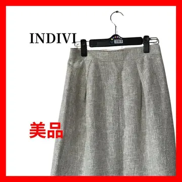 INDIVI 여성용 플레어 스커트 트위드풍 M 무릎 기장 B1831